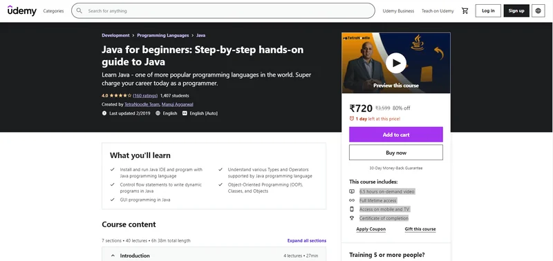 Java for beginners: Step-by-step hands-on guide to Java